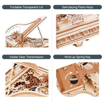 Rowood 3D Puzzles For Adults,Diy Music Box,Wooden Magic Piano Model Kits,Mechanical Wooden Puzzles,Gifts For Adults,Music Box For Adults,Teens&Friends