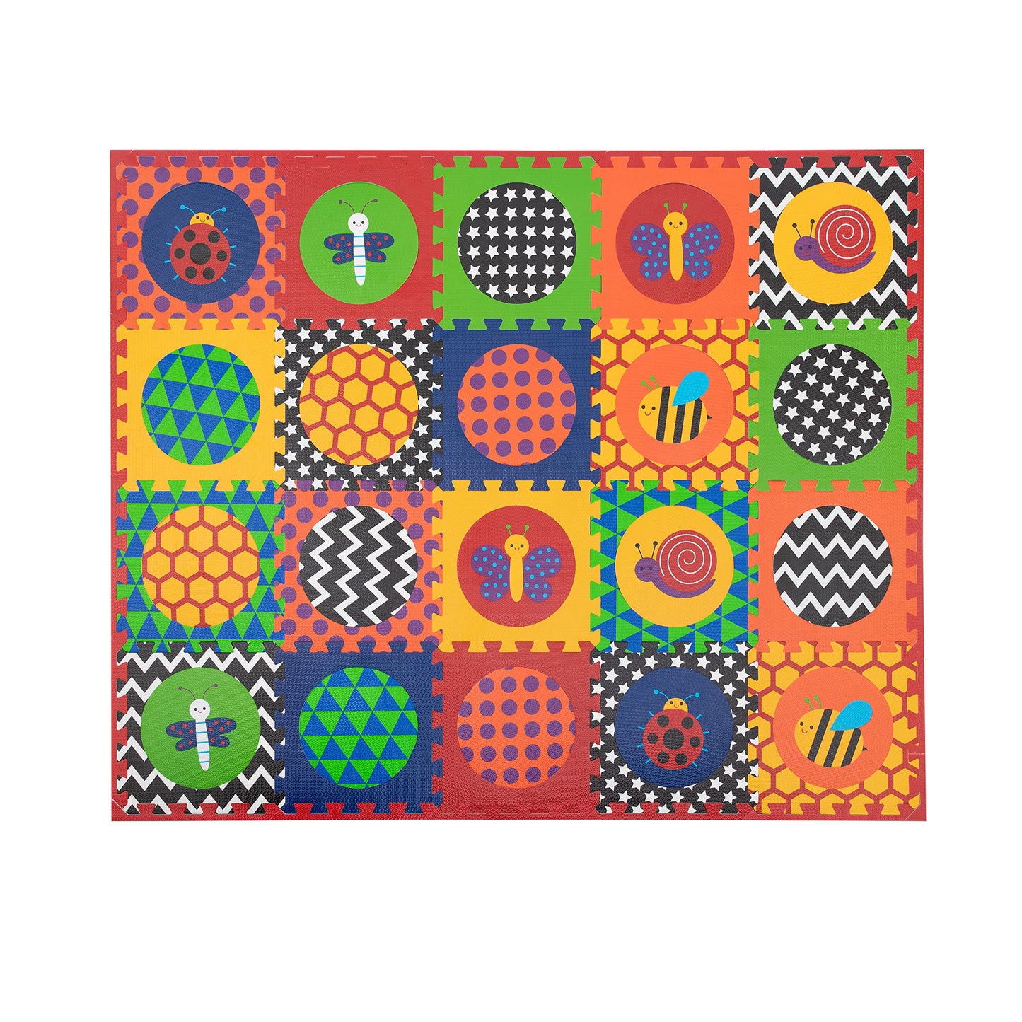 Nuby Foam Floor Tiles, 20 Piece Multicolor Play Mat, Soft Interlocking Kids' Flooring, Safe & Fun for Playrooms, Nurseries