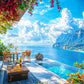 Cross & Glory - Patio By The Sea - 1000 Piece Jigsaw Puzzle For Adults | Serene Coastal Patio And Ocean View Puzzle | Challengin