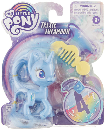 My Little Pony Trixie Lulamoon Potion Pony Figure - 3-Inch Blue Pony Toy With Brushable Hair, Comb, And 4 Surprise Accessories