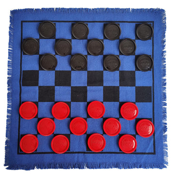 Seetooogames Giant Checkers Board Game - Large 3 In 1 Reversible Checker Rug Game Tic Tac Toe Game For Kids Adults And Family In