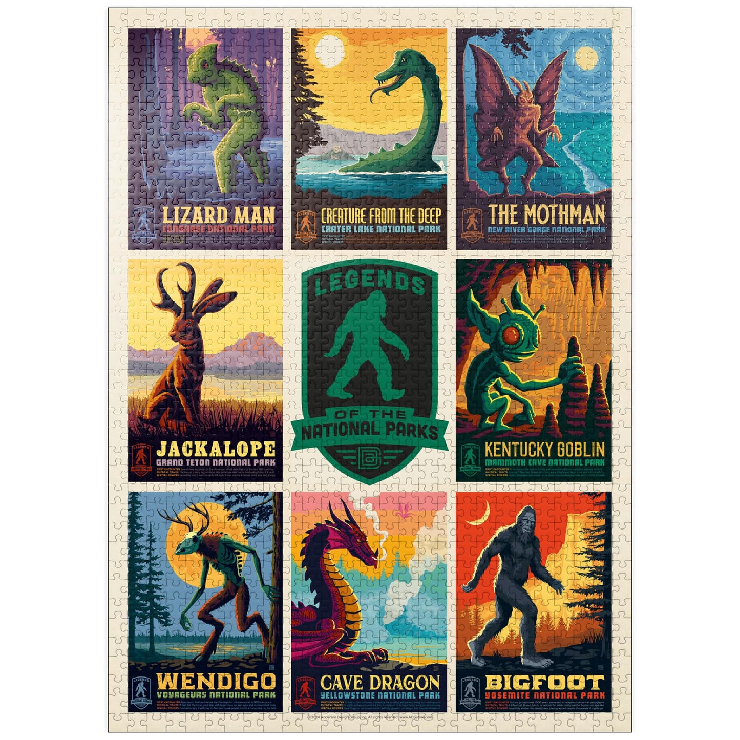 MyPuzzle.com Vintage National Parks 1000 Piece Jigsaw Puzzle - Colorful Cardboard Multi-Image Print for Adults