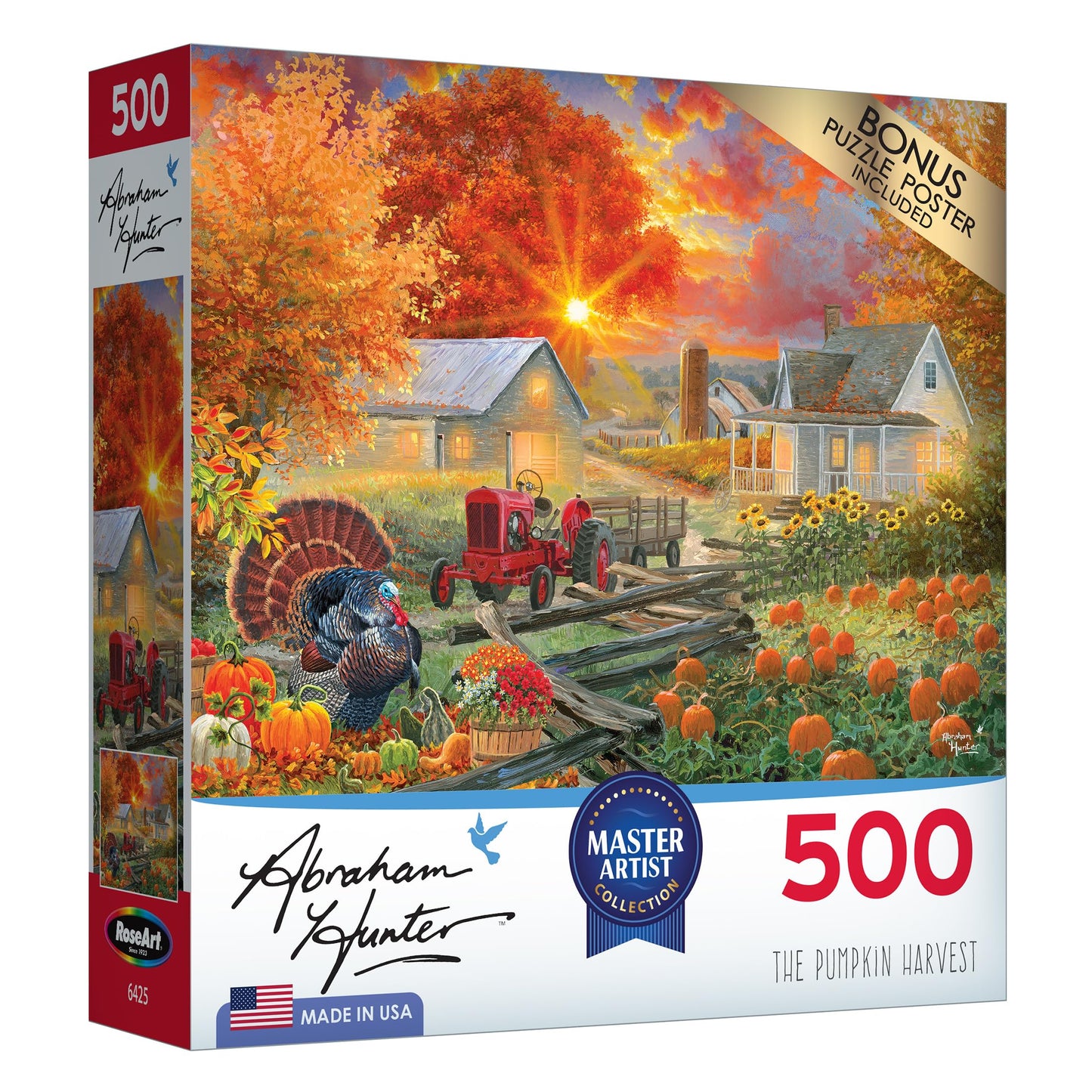 Roseart - Abraham Hunter - The Pumpkin Harvest - 500 Piece Jigsaw Puzzle For Adults