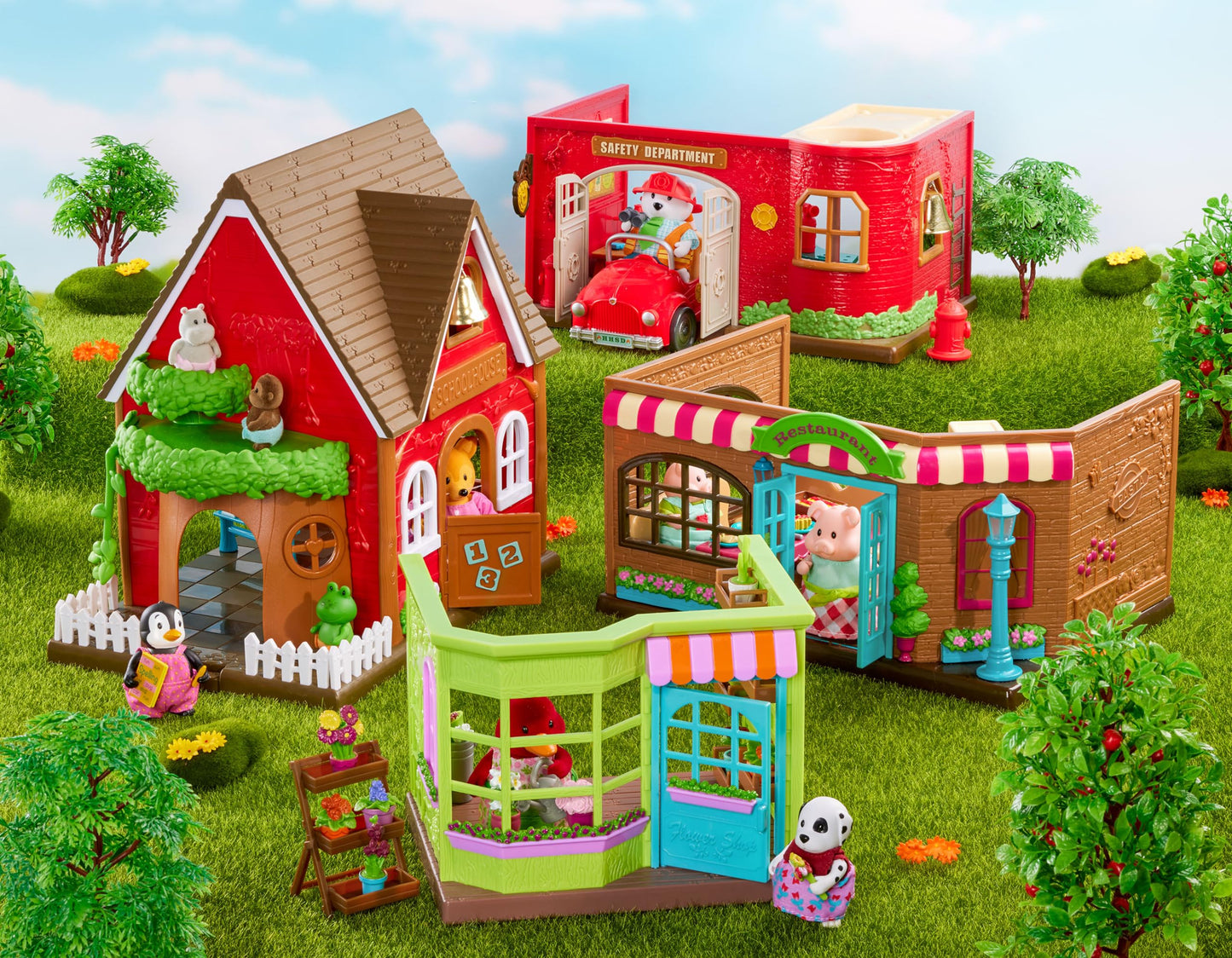 Li'l Woodzeez Pass-The-Pasta Restaurant Dollhouse Playset, Multicolor, Plastic, WZ6730Z, Pretend Play Toy for Kids Age 3+