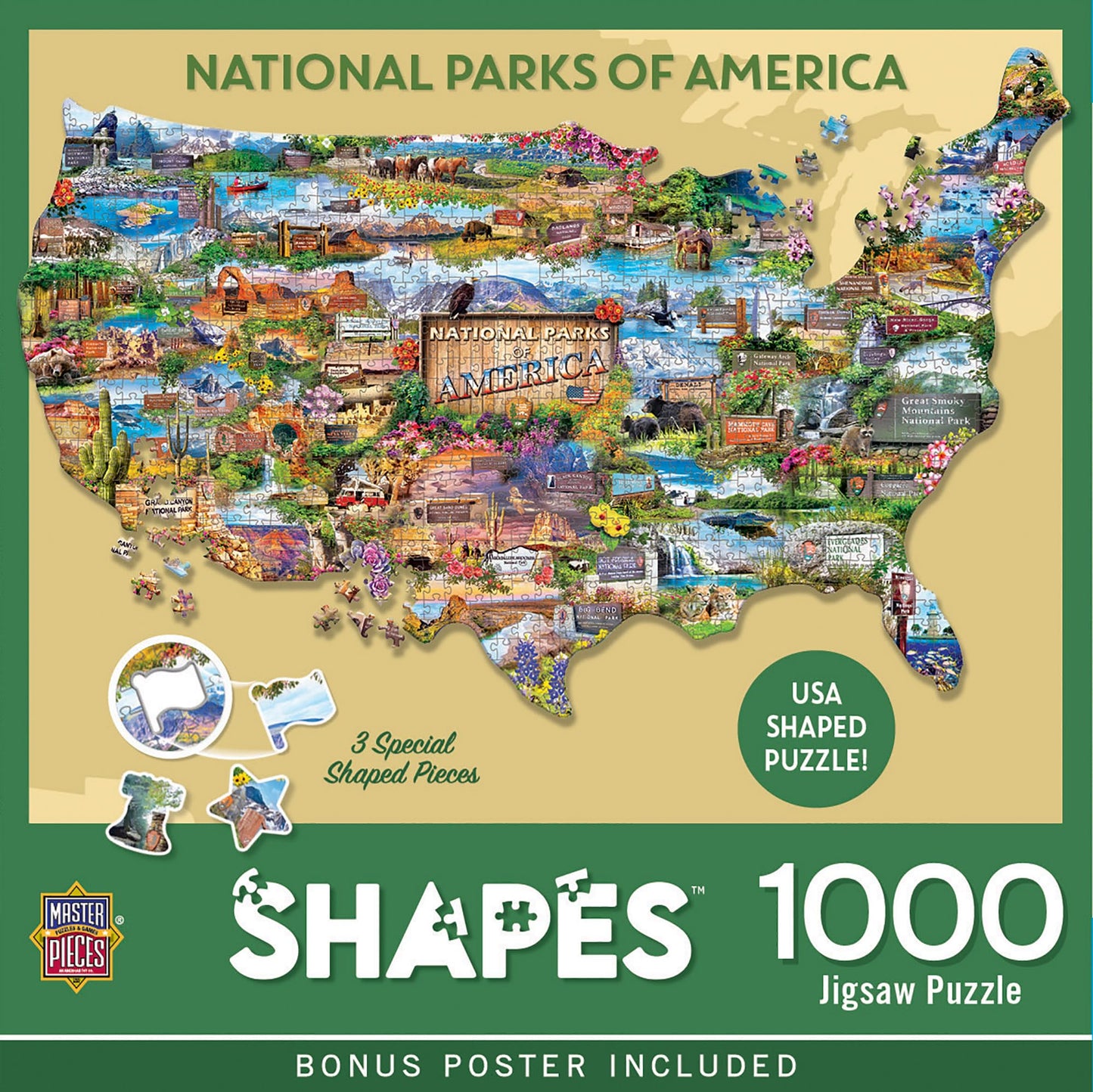 MasterPieces 1000 Piece Jigsaw Puzzle - National Parks of America - 34.65"x22.09" - Cardboard - Model 72356
