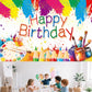 Yilzo Art Painting Backdrop - Happy Birthday Banner, 70.8 x 47.2 Inch, Graffiti Photography Background for Artist Theme Party