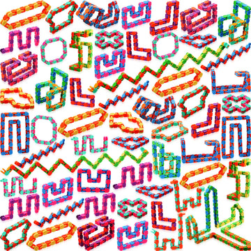 Sotiff 60 Pieces Wacky Track Fidget Toy Fidget Wacky Tracks Snap Colorful Snake Toys Gifts for Kids mature-themed Autism Stress Relief Therapy Toys Keeps Mind Focused(Classic Color 48 Links)