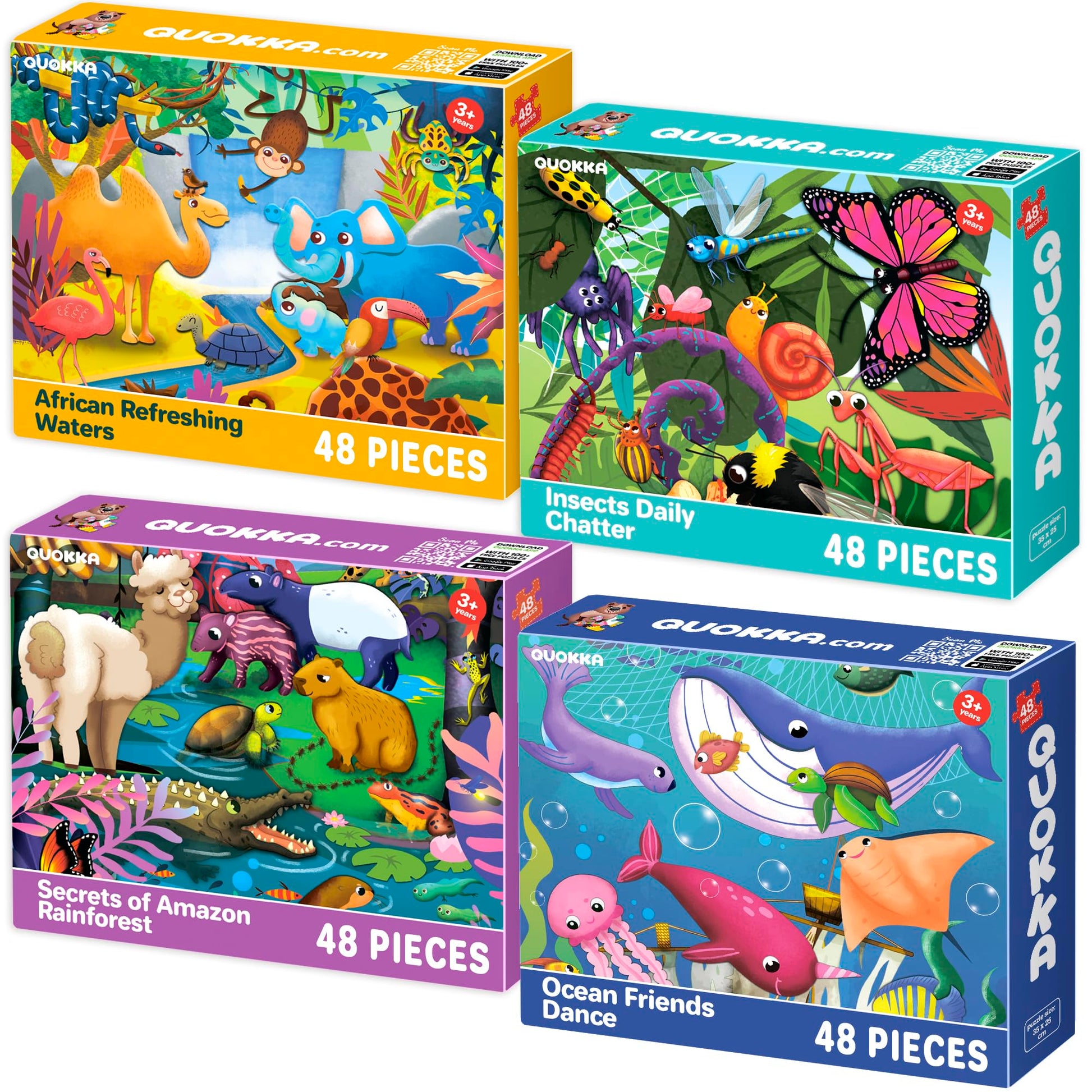 QUOKKA Puzzles for Toddlers 4-6 - 4 x 48 Pieces Jigsaw Puzzles for Kids Ages 3-5 - Learning Insects  African  large online retailer  Ocean Animals Puzzle for 2-4 - Jigsaw Game for Boy and Girl 4-8 Year Old