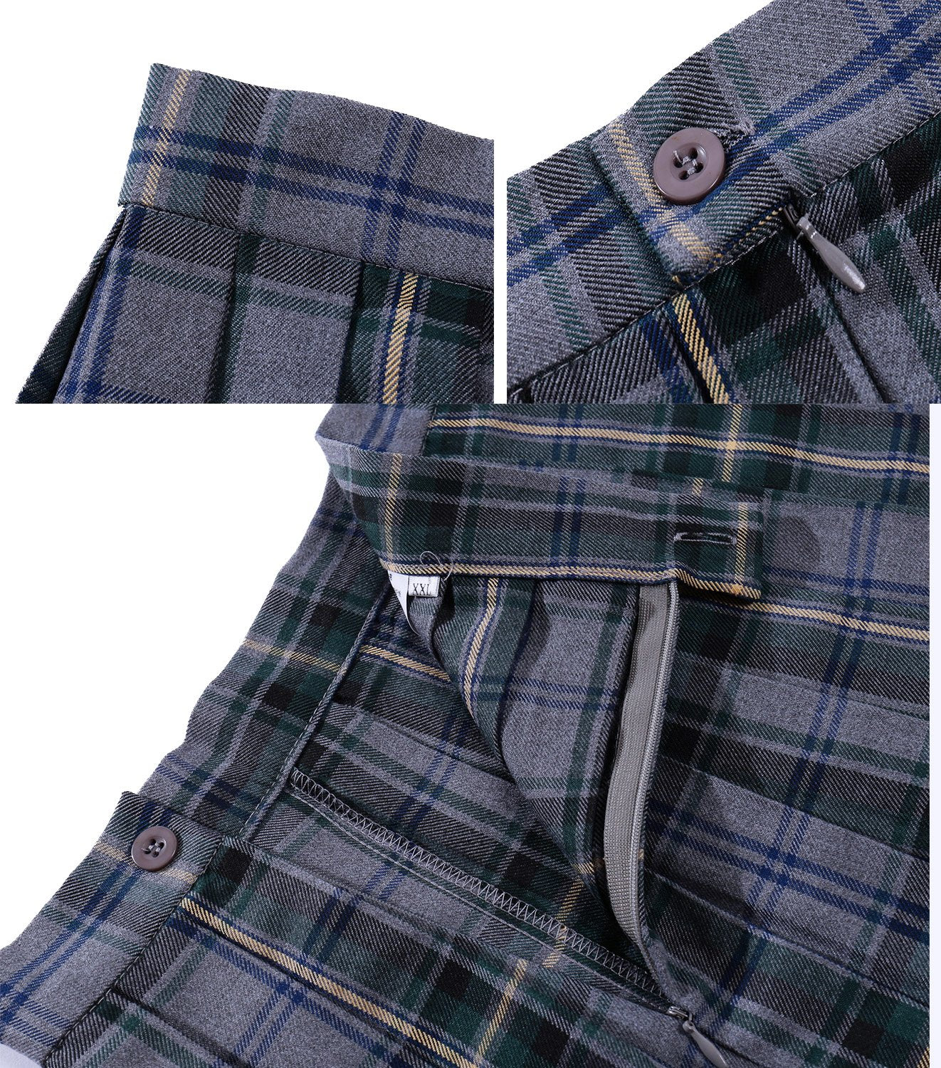 Women`S High Waisted Plaid Short A Line Skirts Costumes (M, Light Blue Mixed Green)