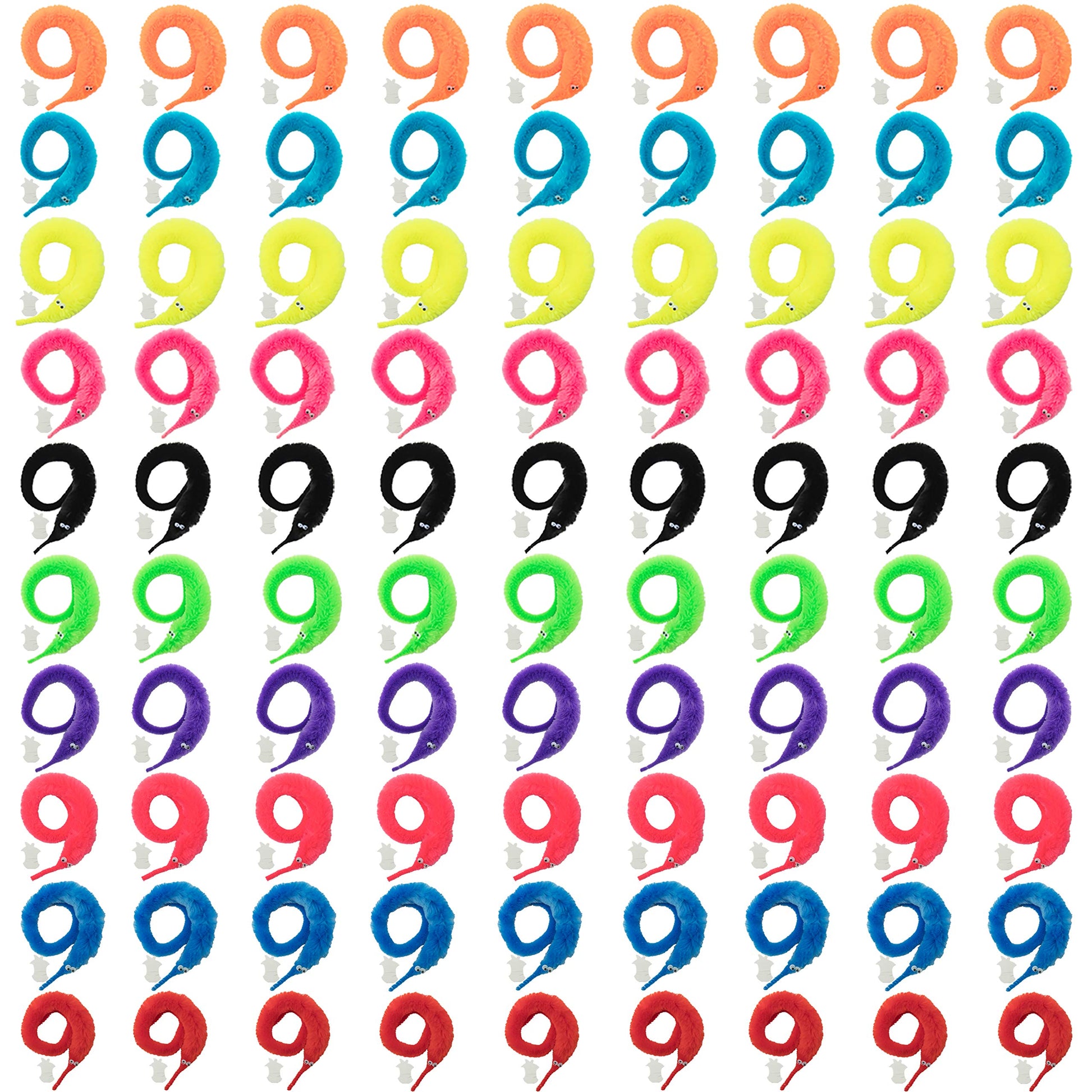 Onest 90 Pieces Magic Worm Toys Wiggly Twisty Fuzzy Worm Toys Carnival Party Favors,10 Colors
