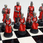 Medieval Times Crusades RED & Blue Maltese Knight Set of Chess Men Pieces Hand Painted - NO Board