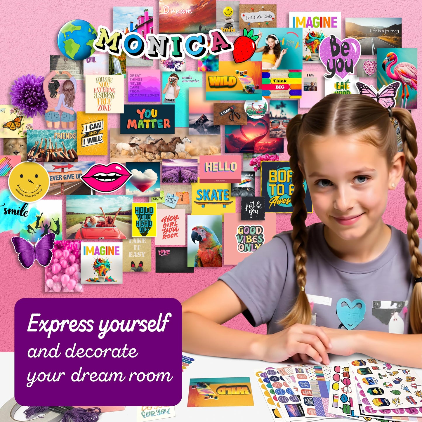 Wall Collage Kit for Teen & Tween Girls - Teenage Girl Room Decor 10 11 12 13 14 15 16 Year Old Girl Gifts - 1000+ Piece DIY Cra