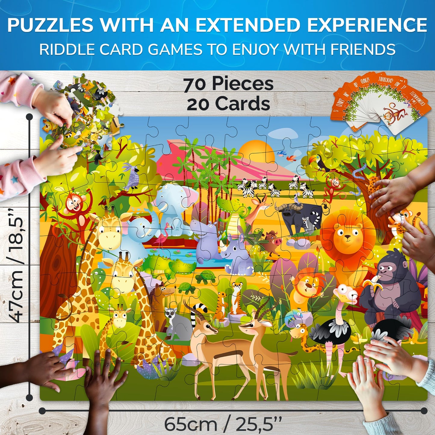 Quokka Search And Find Puzzles For Kids Ages 4-6 - Riddle Kids Puzzles 6-8 Years Old - 70 Unique Pcs | 20 Illustrated Guessing Cards | Engaging Children Themes - Africa Puzzle Gift For Toddlers 3-5