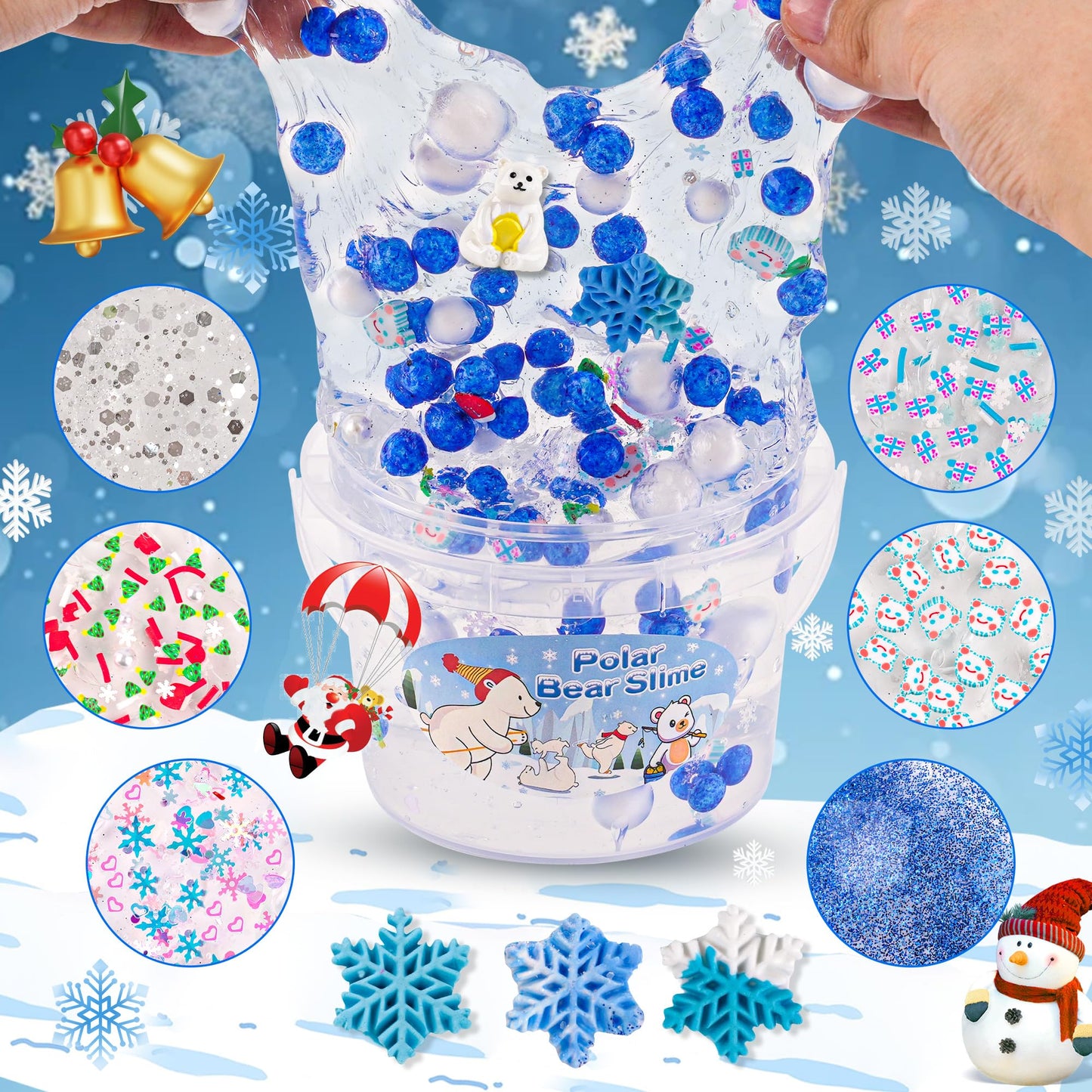 Lawoho 300Ml Polar Bear Slime With Clay, Clear Slime Kit For Girls Ages 8-12 With 10 Packs Slime Add Ins, Slime For Kids Party Favors, Kids Slime Birthday Halloween Christmas Easter Slime Making Kit
