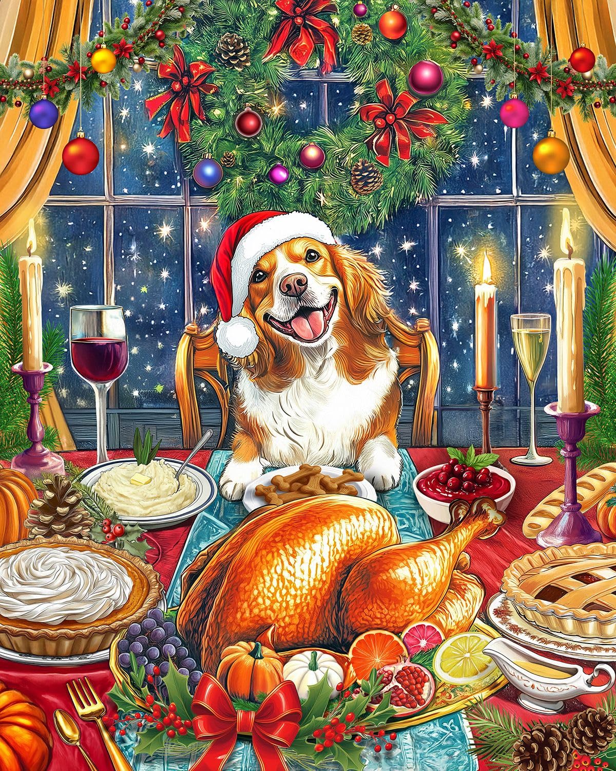 Springbok Thanksgiving Guest 1000 Piece Puzzle for mature-themeds and Families - Our Furry Friend is Waiting for Thanksgiving 
