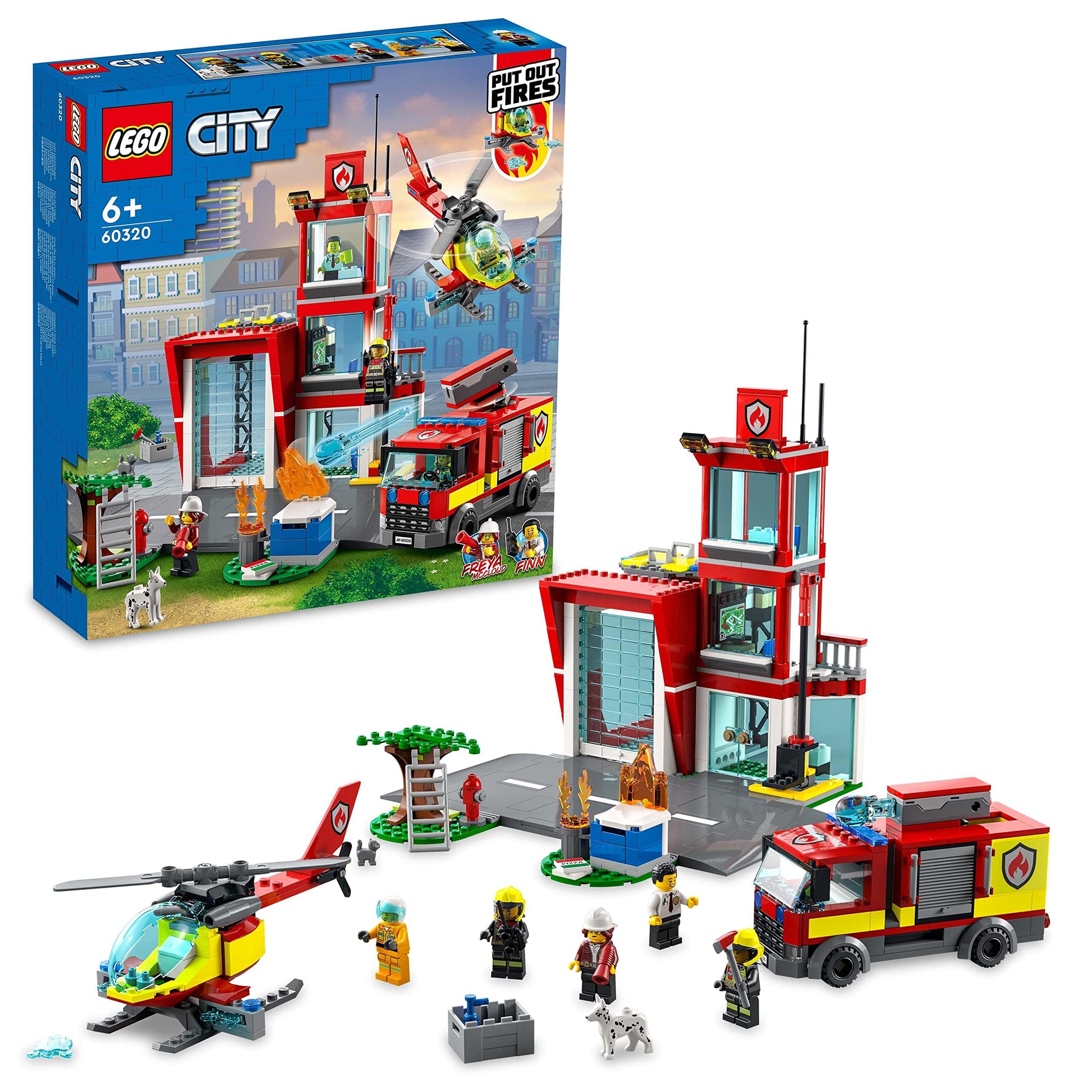 Lego City Fire Station Set 60320 With Garage, Helicopter & Fire Engine Toys Plus Firefighter Minifigures, Emergency Vehicles Playset, Gifts For Kids Age 6 Plus