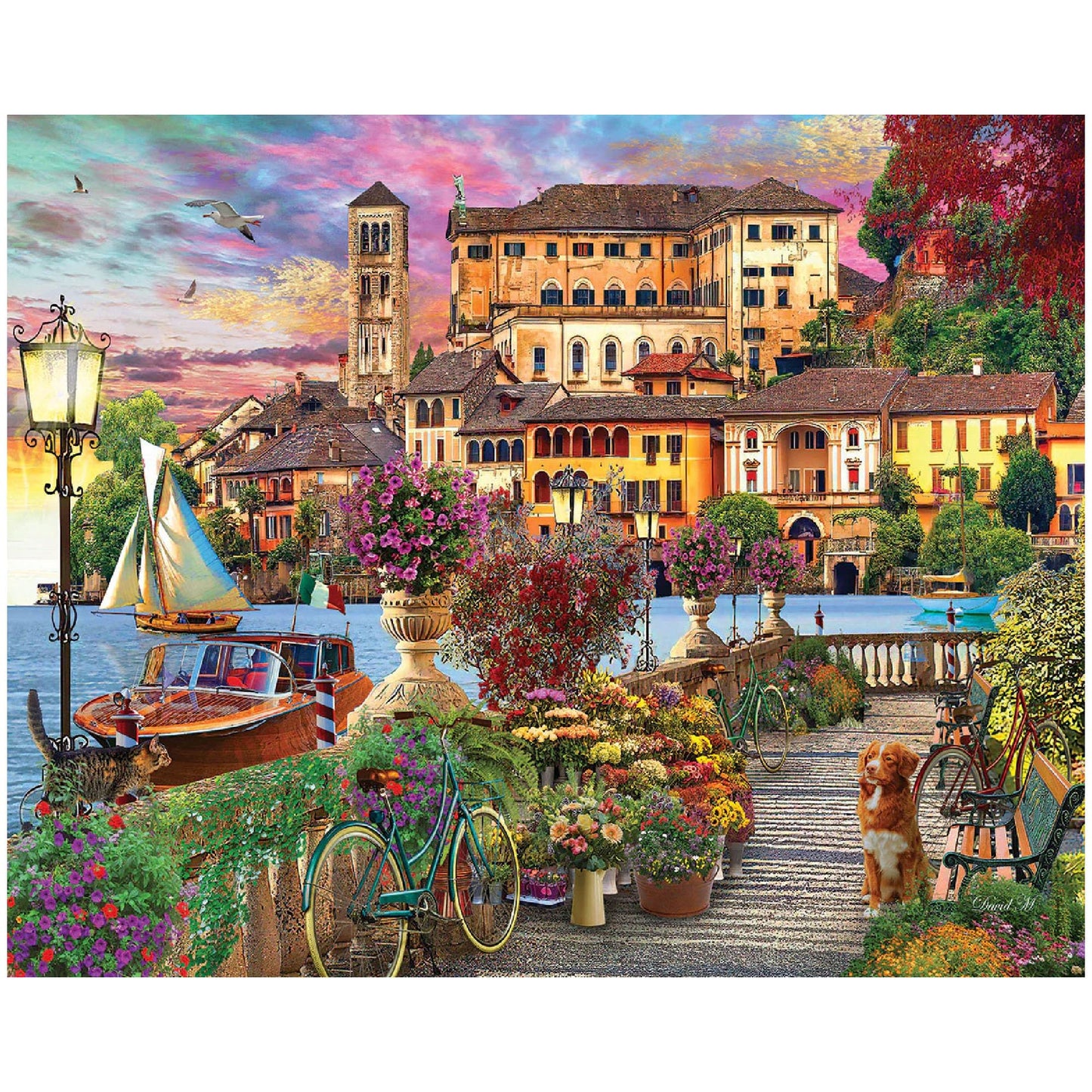 White Mountain 1000 Piece Jigsaw Puzzle - Italian Promenade, Engineered Wood, Model 1781pz