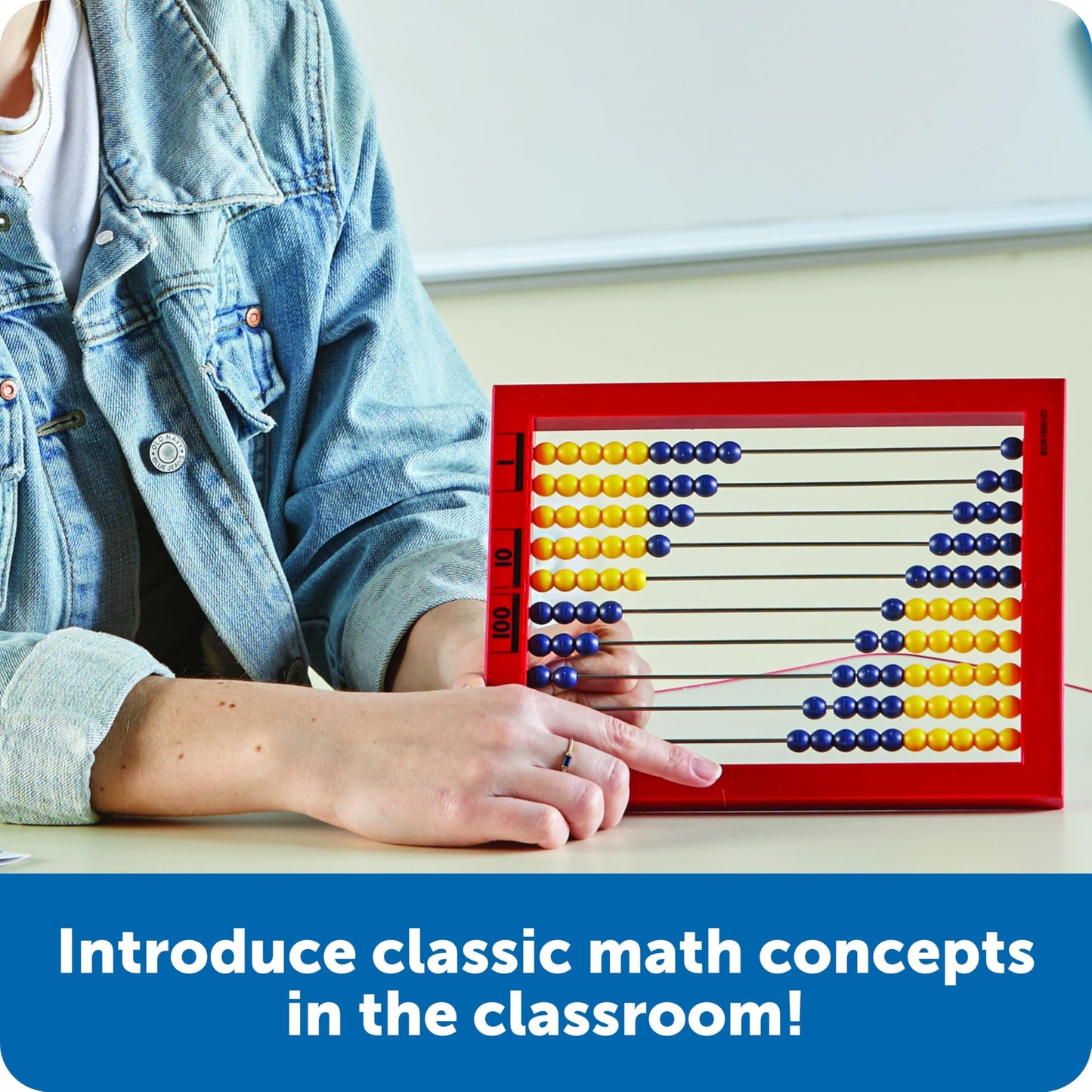Learning Resources 2-Color Desktop Abacus, Math Concepts, Ages 5+, Red Frame, Multicolor, Model LER4335