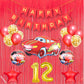 12Th Car Theme Happy Birthday Banner Decoration Red For 12 Year Old Baby Boys Girls Kids 5 Pc Lightning Macqueen Theme 10 Pc Con