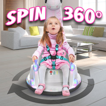 Bumper Car For Kids, 12V Electric Ride On Toy With Remote Control, Led Lights & Music For Toddlers 1-3, Birthday Gift Ages 1 2 3