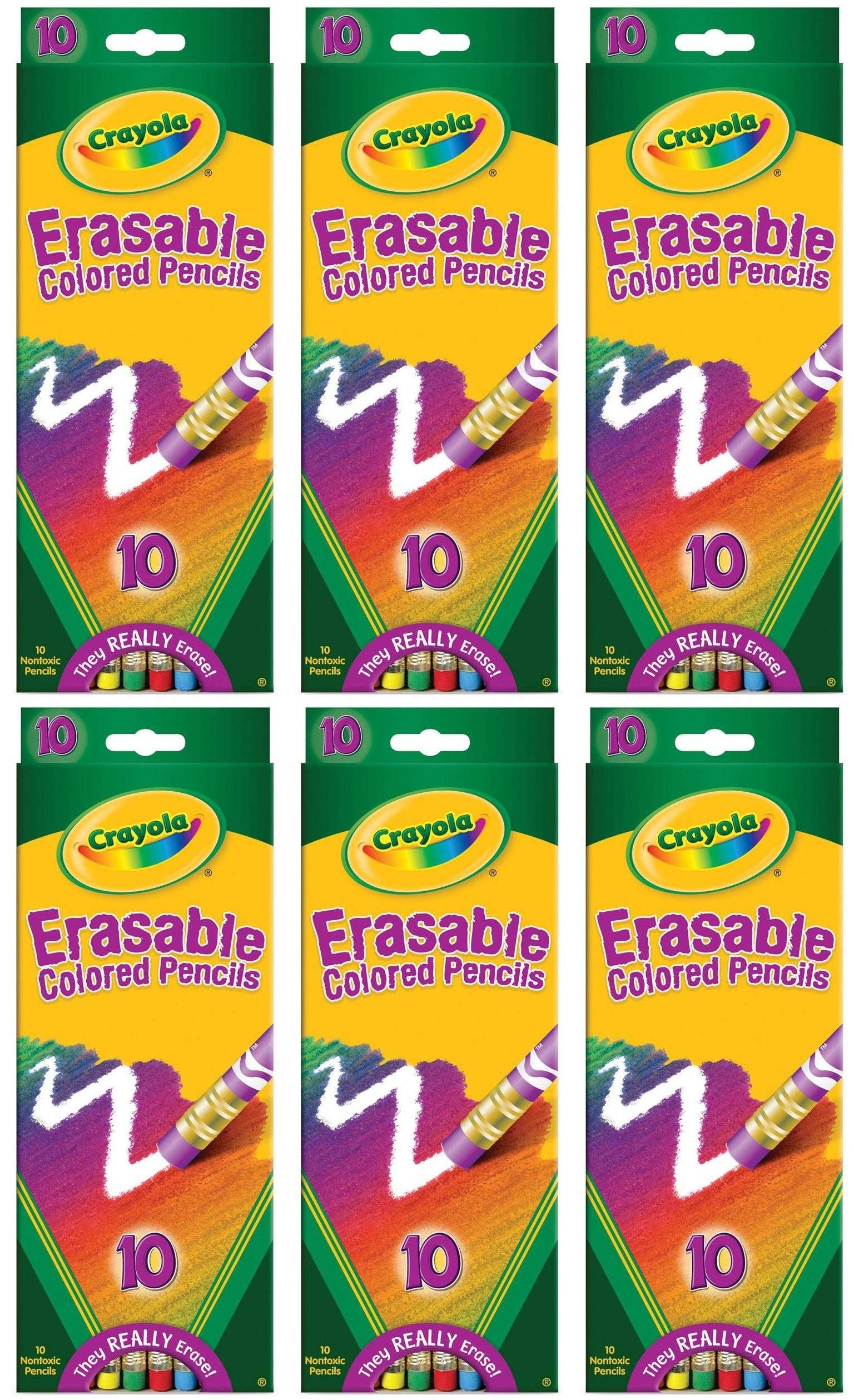 Crayola 68-4410 Erasable Colored Pencils 10 Count - 6 Pack (60 count)