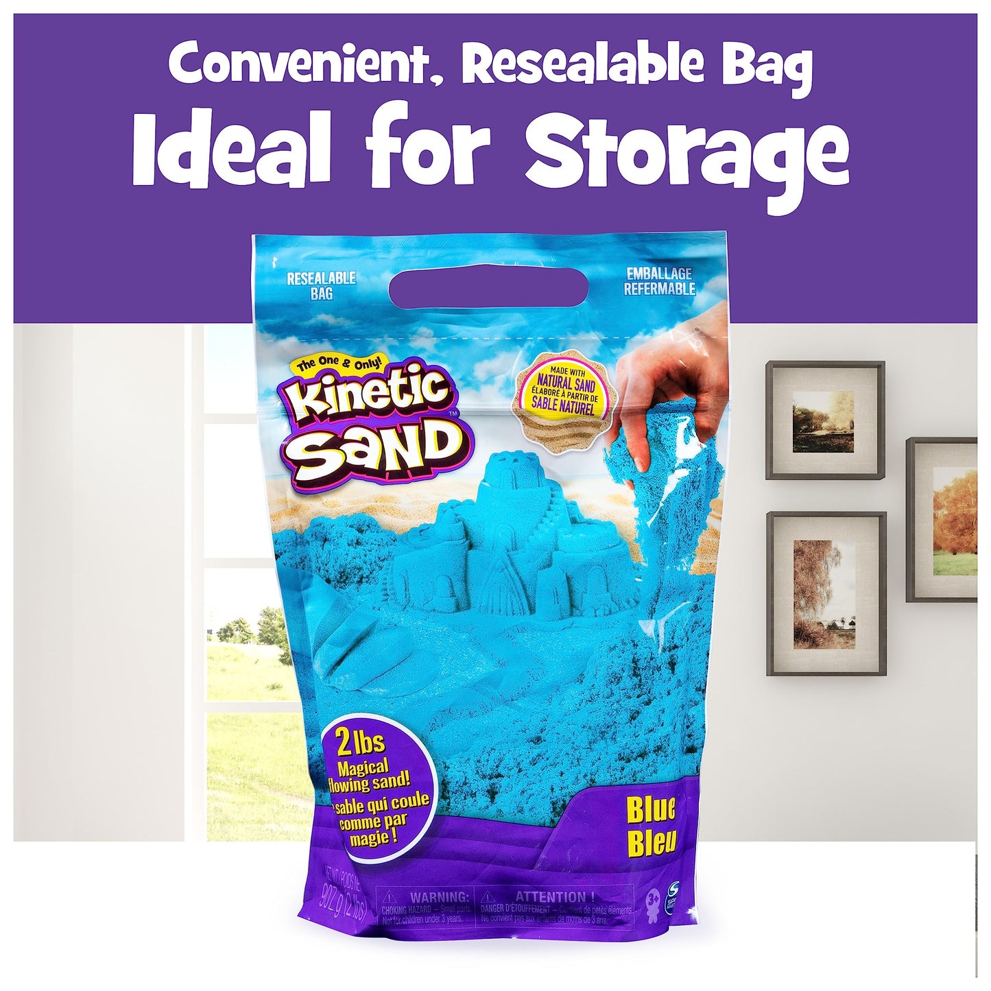 Kinetic Sand, The Original Moldable Sensory Play Sand, Blue, 2 lb. Resealable Bag, Ages 3+
