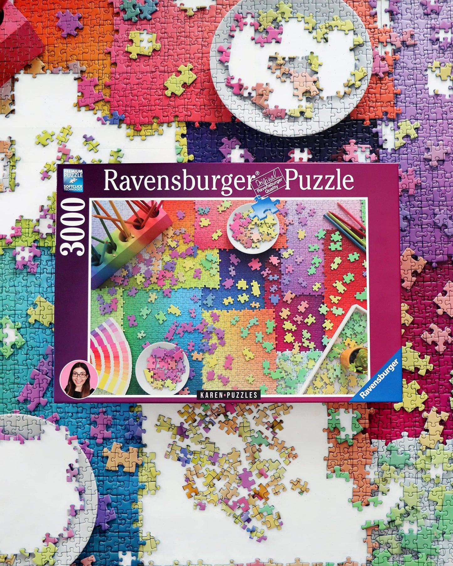 Ravensburger Puzzles On Puzzles 3000 Piece Jigsaw Puzzle For Adults - 17471 | Artwork By Karen Puzzles | Premium Interlocking Fit | Vibrant, Glare-Free Design | Durable Blueboard Construction