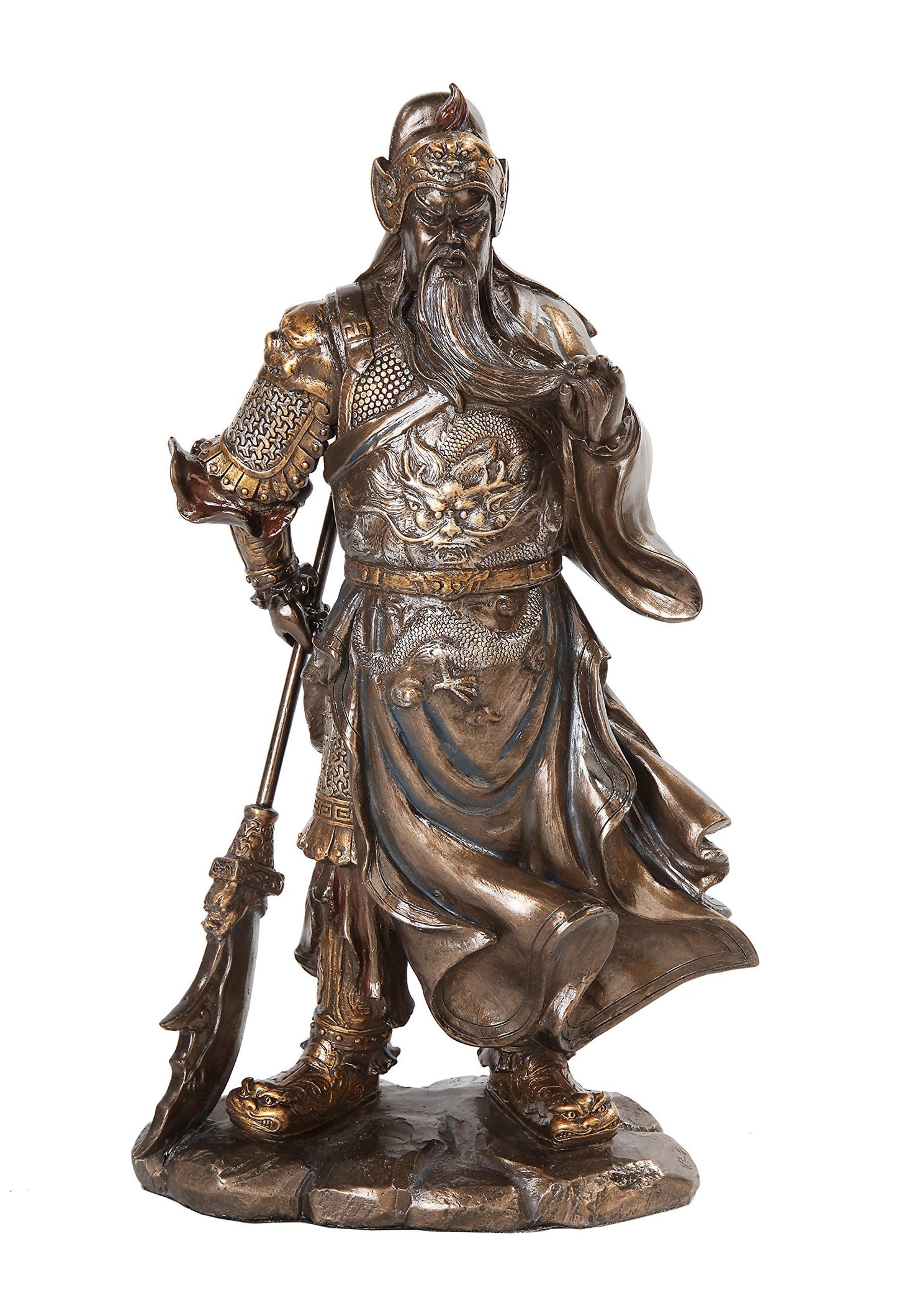 Ptc 10630 Guan Yu Chinese Fighting Warrior Resin Statue Figurine, 12.25''