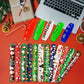 JUNEBRUSHS 50 Pack Christmas Party Favors Christmas Slap Bracelets Rubber Wristbands Assorted for Kids Slap Bands Silicone Snap