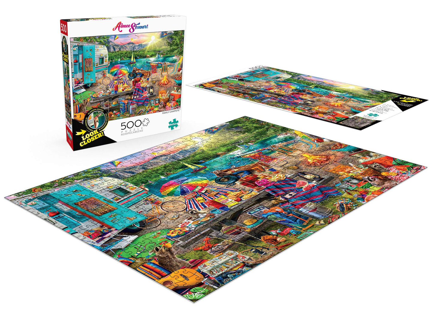 Buffalo Games 500 Piece Jigsaw Puzzle - Aimee Stewart Family Campsite, Multicolor, Large, Hidden Images, Model 3253