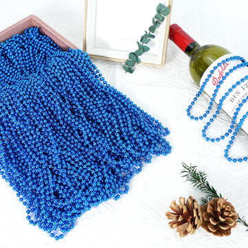 12 PCS Blue Bead Necklace, Blue Mardi Gras Beads Christmas Necklaces, 33'' 4th of July Patriotic Beads Necklaces, Parade Throw A