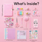 Happy LolliME Pink DIY Journal Kit for Girls - 300+ Pieces! Lockable Fuzzy Diary, Markers, Stickers & Empowering Pages - Gift Bo