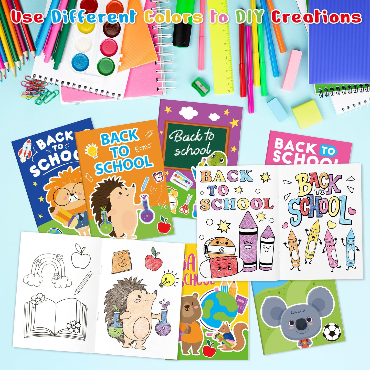 Back to School Coloring Books for Kids - 24Pcs Bulk First Day of School Mini Coloring Booklet Cartoon DIY Art Drawing Book for T