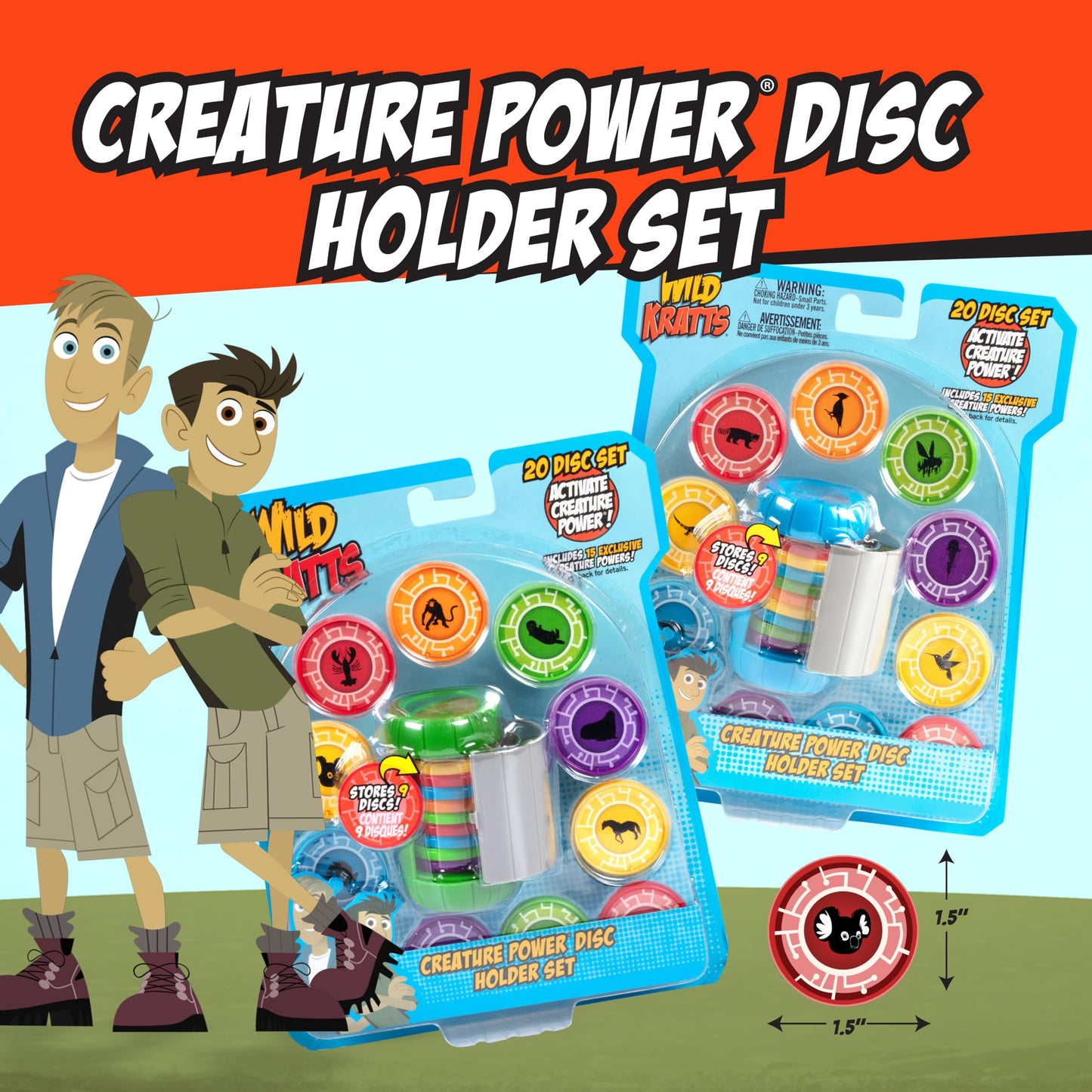 Wild Kratts Chris Creature Power Disc Holder Set w 20 Discs -Figure Toy for Pretend & Dress Up Play-Includes 15 limited availability Power Discs -Officially Licensed Toys for Children-Gift for Kids Boy Girl