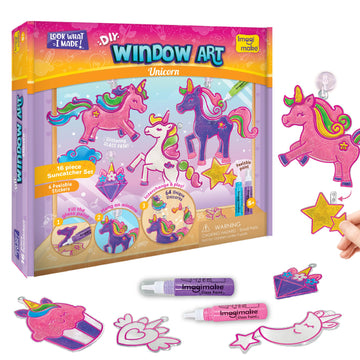 Imagimake Unicorn Window Art Painting Kit - Suncatcher Craft Supplies for Girls Ages 5-8, Perfect Birthday Gift for Kids