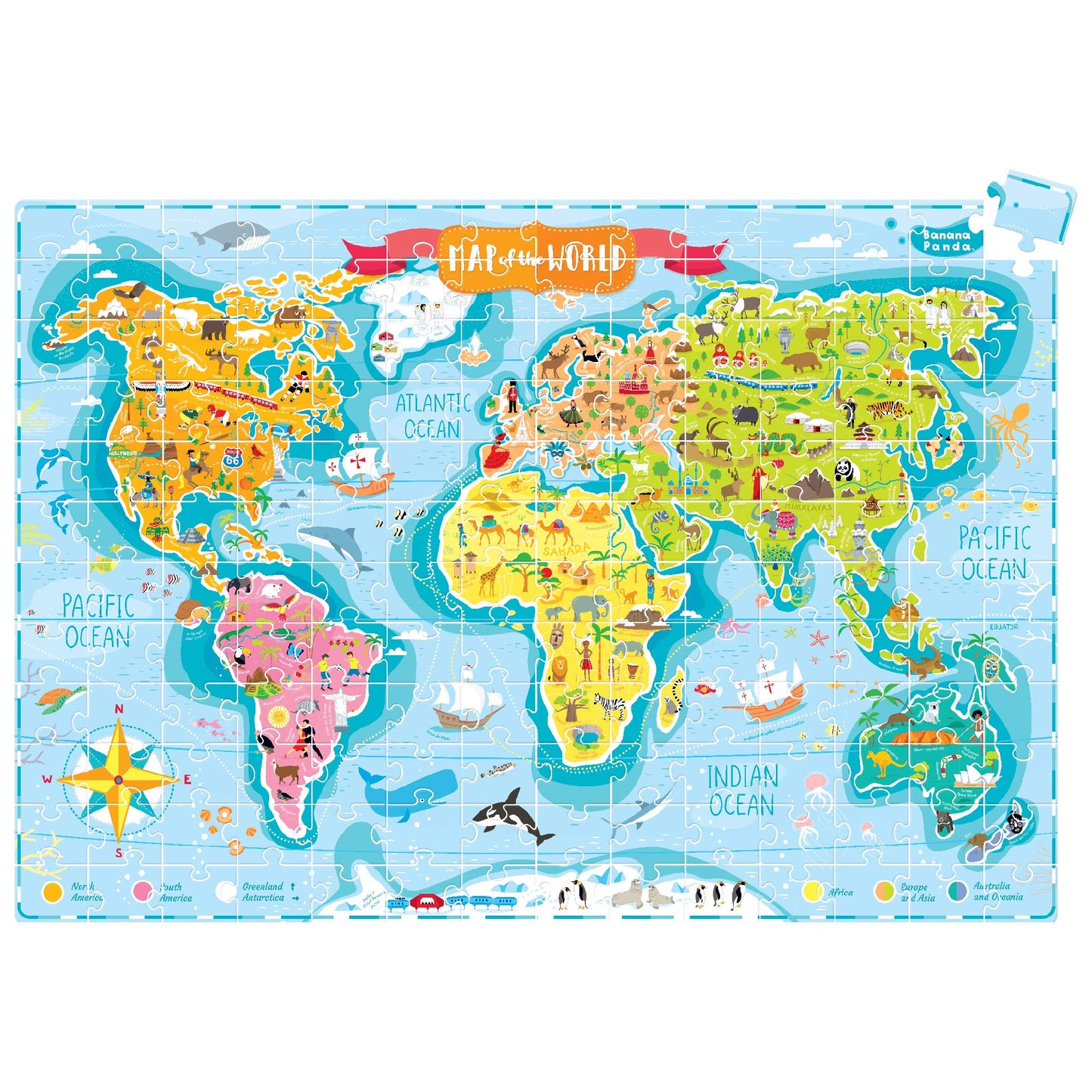 Banana Panda - What In The World Young Explorers - Jigsaw Puzzle And Learning Activity For Kids Ages 6 Years And Up,Multicolor