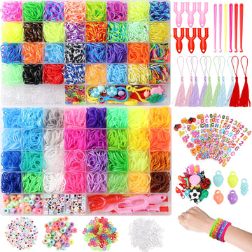 XKDOUS 64 Colors Rubber Band Bracelet Kit, Bracelet Making Kit for Art and Craft, Rubberband Bracelets Kit for Kids Ages 6+, Ban