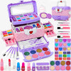 54 Pcs Kids Makeup Kit for Girls, Princess Real Washable Pretend Play Cosmetic Set Toys with Mirror, Birthday Gifts for 3 4 5 6 