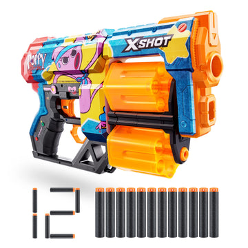 X-Shot Skins Dread Blaster - Poppy Playtime (Kissy) By Zuru With 12 Darts, Rotating Double Barrel, Air Pocket Dart Technology, Toy Foam Blaster For Kids, Teens And Adults