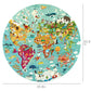 boppi World Map Round Jigsaw Puzzle, 150 Pieces, 58cm Diameter, 100% Recycled Card, Suitable for Kids Ages 5-8