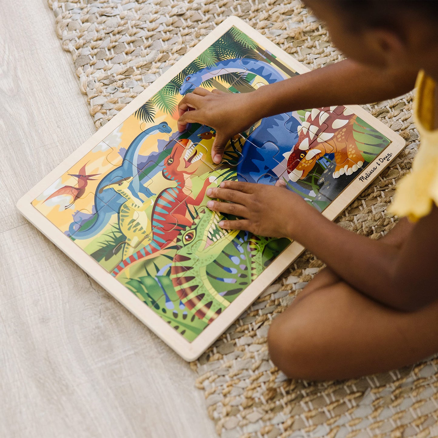 Melissa & Doug Dinosaurs Wooden Jigsaw Puzzle, 24 pcs, Multi-color, 15.7 x 11.7 x 0.4 inches, Model 9066, Includes Storage Tray