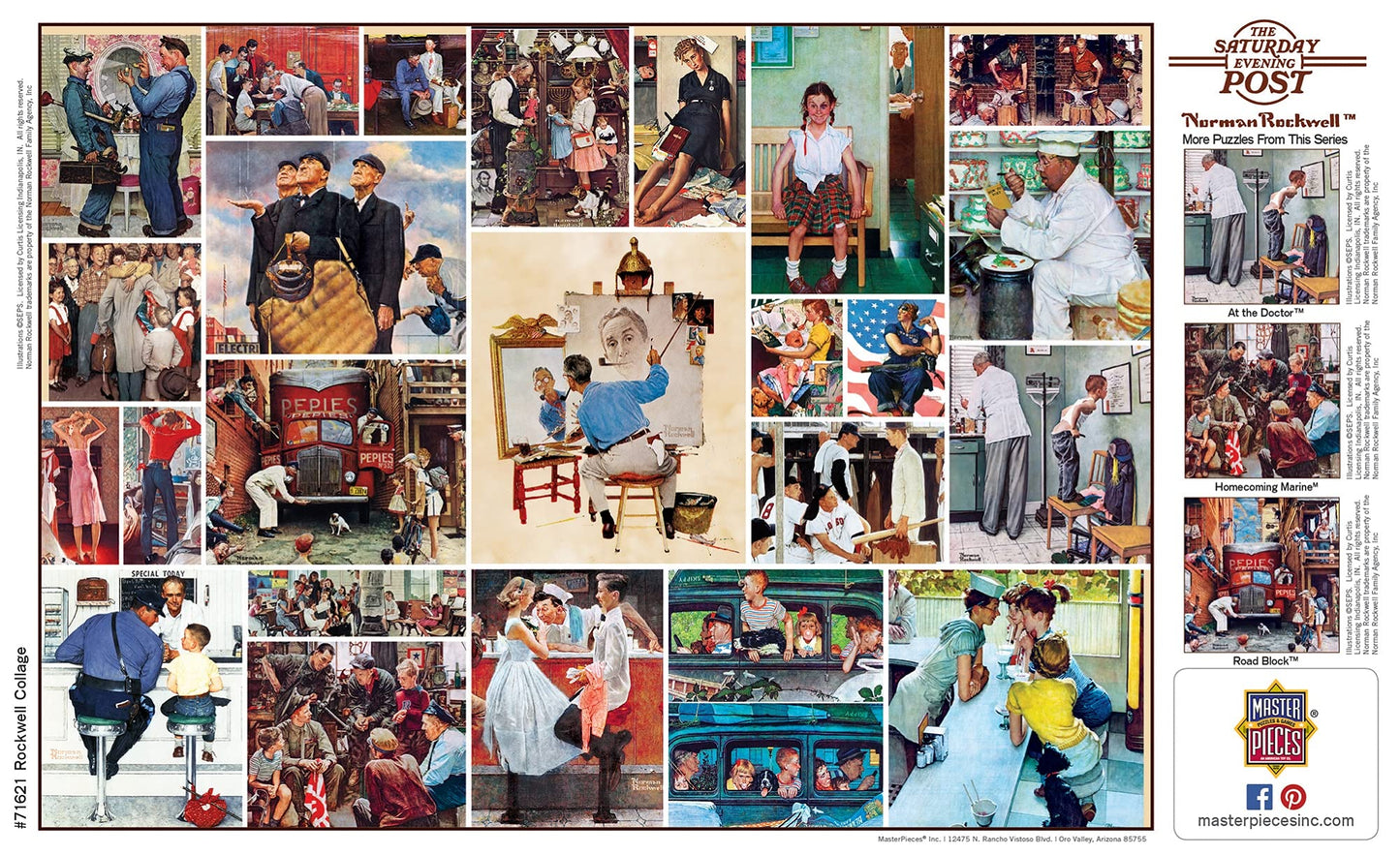 Masterpieces 1000 Piece Jigsaw Puzzle For Adults, Family, Or Youth - Rockwell Collage - 19.25''X26.75''