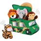 Bundaloo Plush Jungle Animals Set with Realistic Sound - Soft Stuffed Animal Toys with Safari Truck Carrier - Mini Tiger, Lion, 