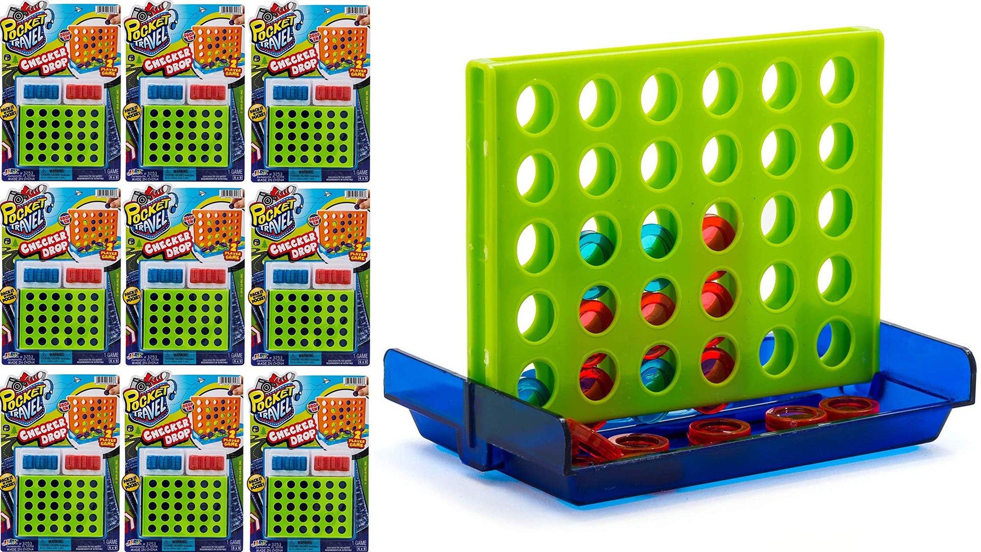 JA-RU Mini Connect Travel Game Board (12 Toys) Family Board Games for Kids. Original Pocket Travel Size Games. Fun Indoor & Outd