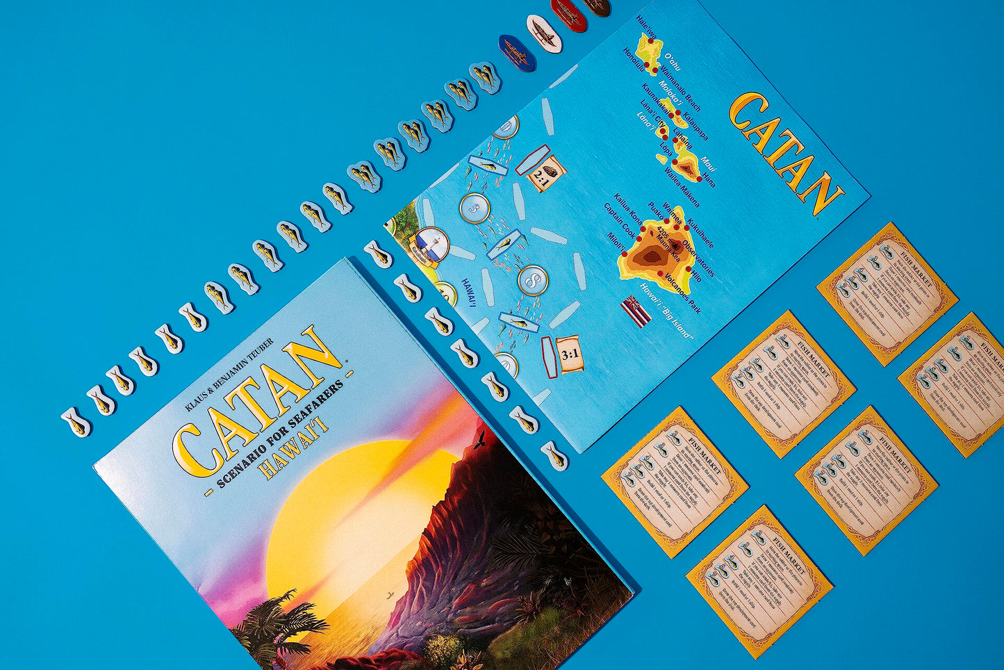 CATAN Hawai'i Scenario Expansion - Tropical Fishing Excursion, Strategy Game for 3-6 Players, Ages 10+, Cardboard, Model CN3129
