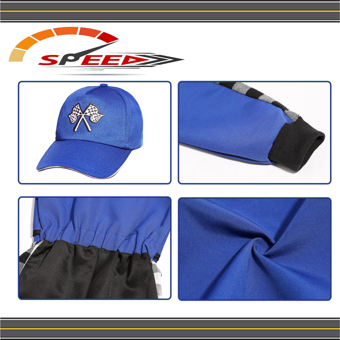 Bordazor Kids Race Car Driver Costume Racing Suit For Boys Girls Dress Up Halloween (3-4 Years)