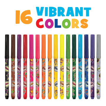 Smarkers - Washable Scented Markers, Assorted Colors, Standard Point Felt Tip, 16 Count
