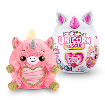 Rainbocorns Unicorn Rescue Surprise (Pink) By Zuru, Easter Basket Stuffers, Collectible Plush Stuffed Animal, Egg Toys, Sticker