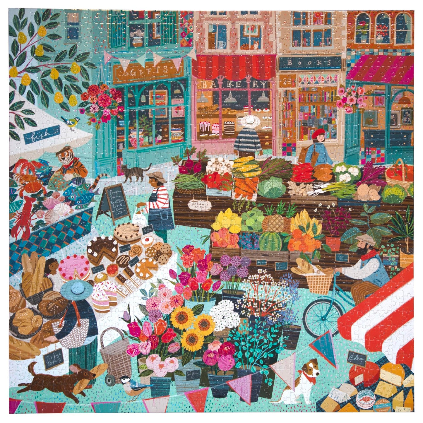 eeBoo Piece & Love: English Green Market - 1000 Piece Puzzle - mature-themed Square Jigsaw  23x23  Includes Image Reference Insert  Pieces