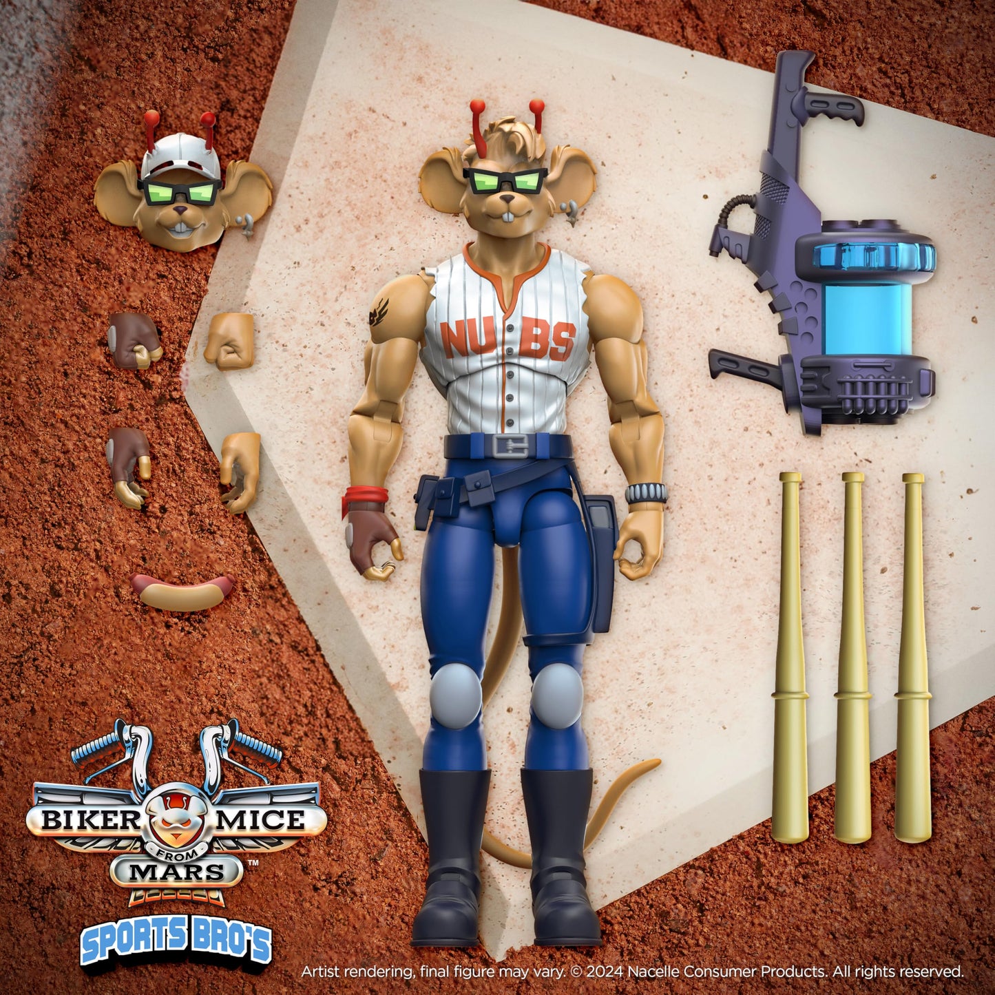Nacelle Consumer Products Biker Mice from Mars Throttle Action Figure 2.3" Multicolor Model 1-THROT-VAR1-24